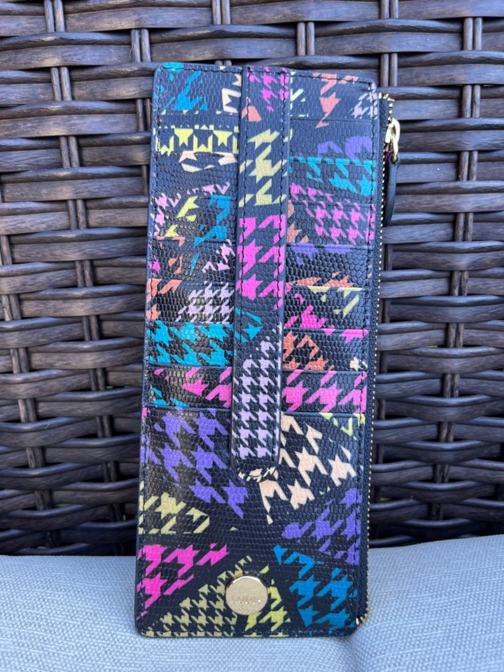 NWT Lodis Multicolor Houndstooth Zip Wristlet Wallet